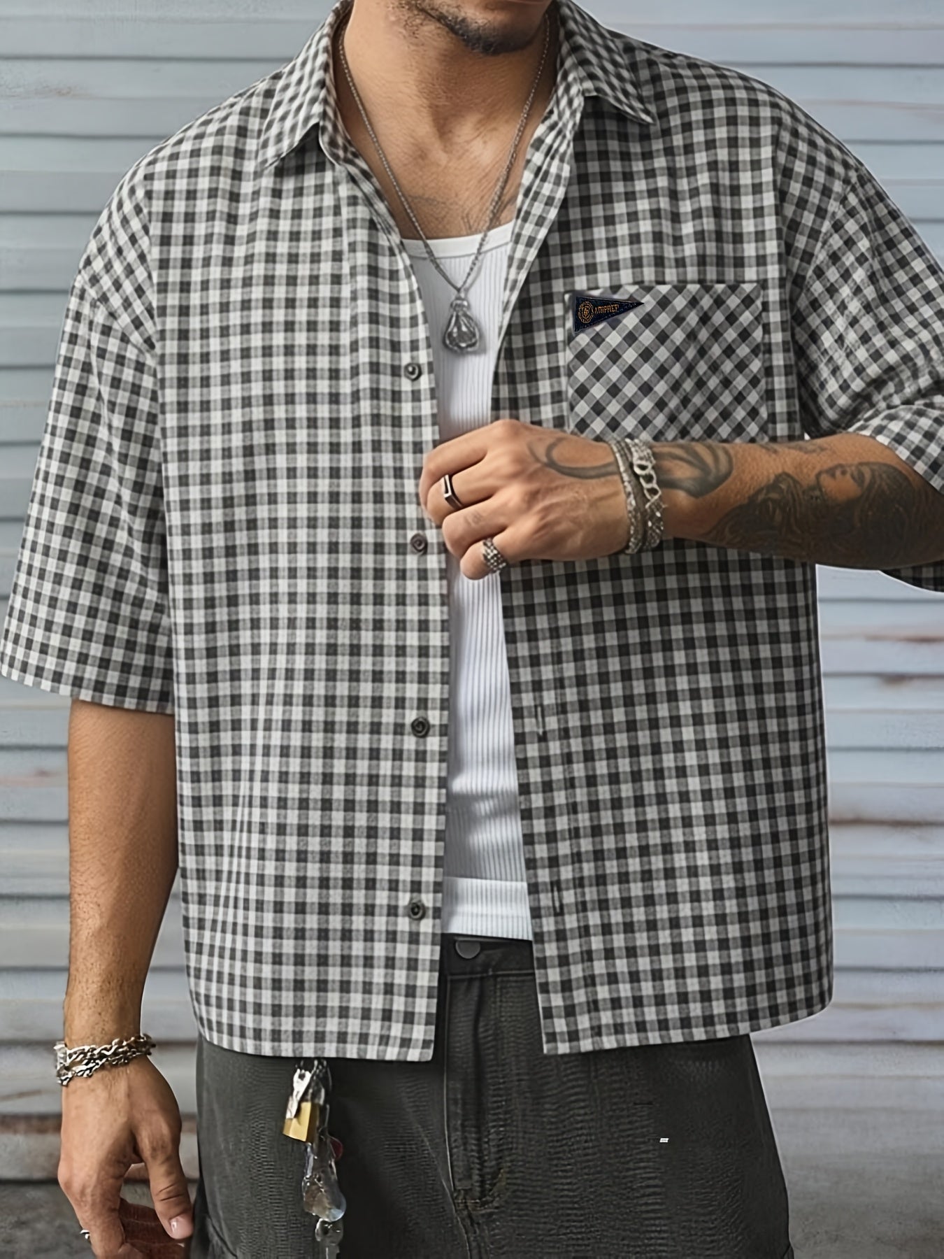 Camicia Uomo a Quadri Manica Corta - Stile Casual Versatile
