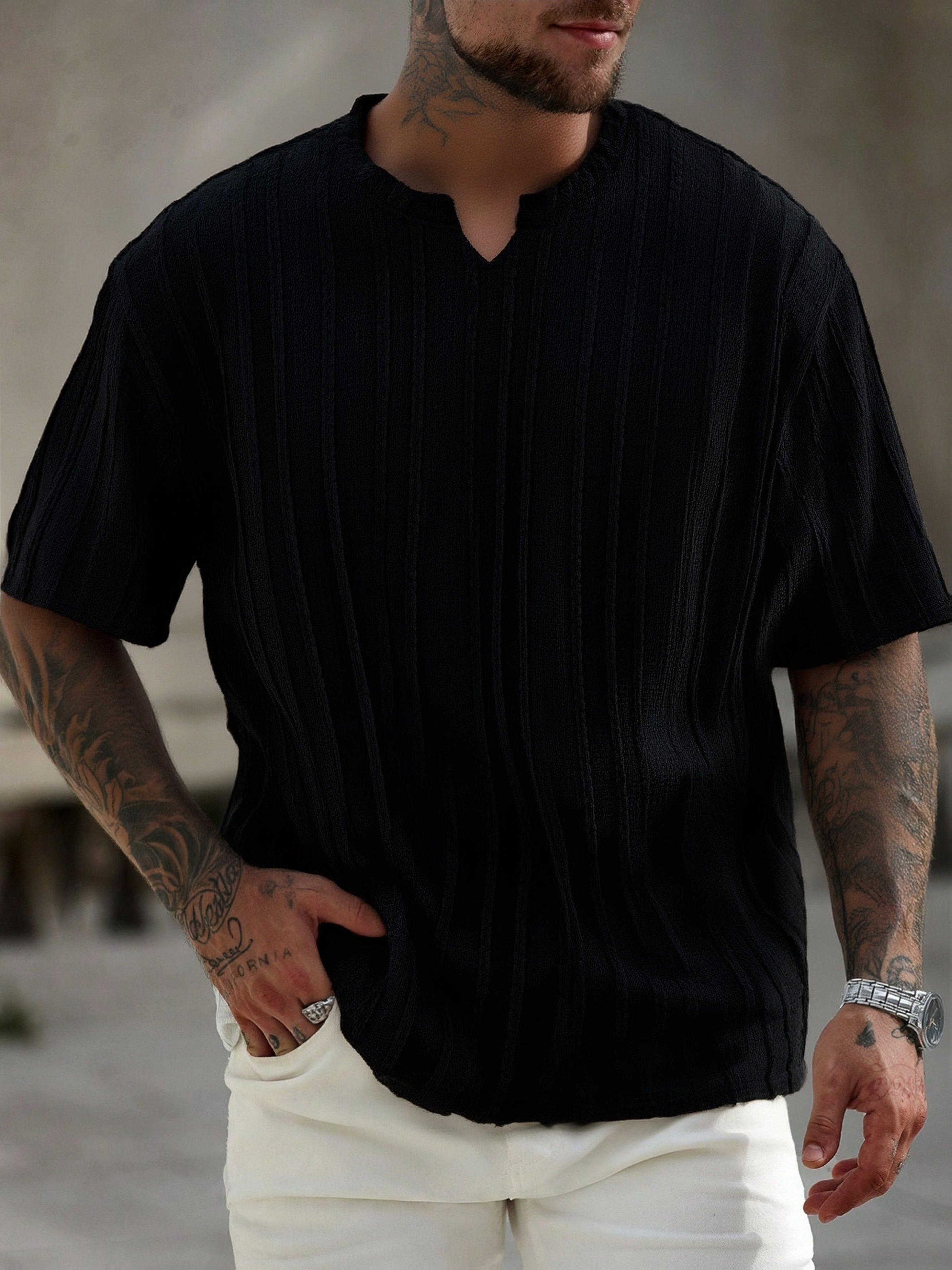 T-shirt a Righe Manica Corta