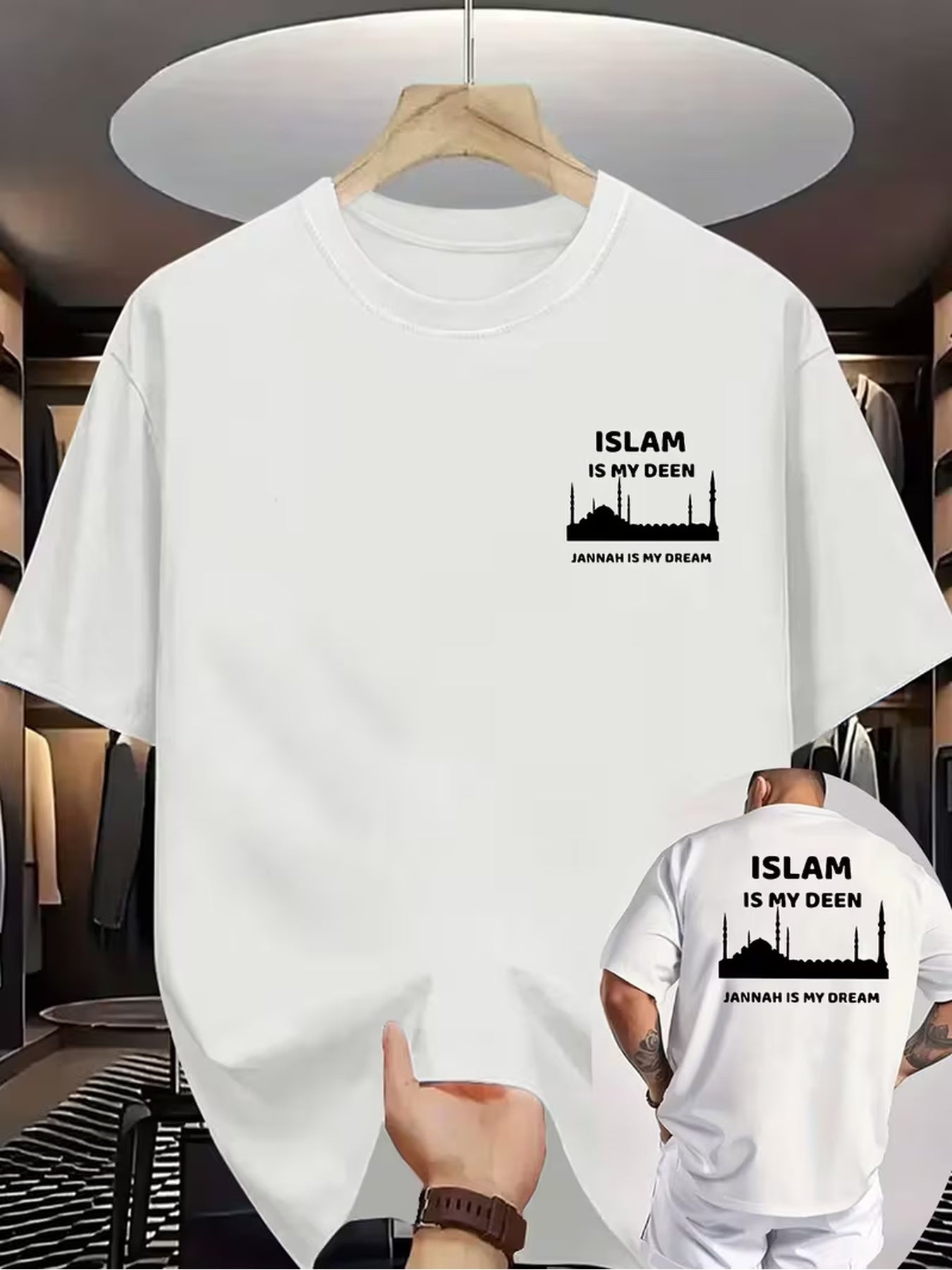 T-Shirt con scritta "ISLAM IS MY DEEN, JANNAH IS MY DREAM"