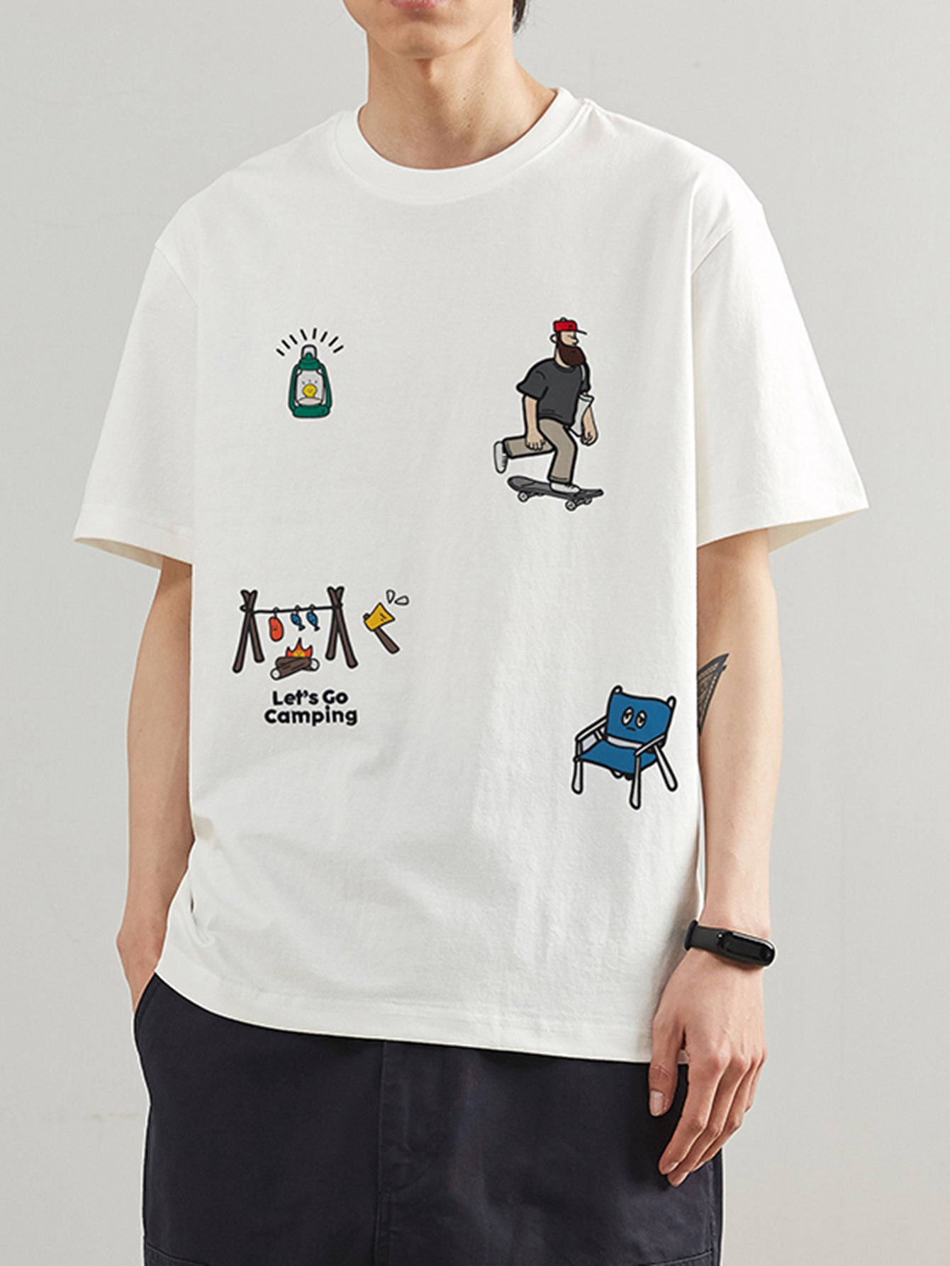 T-shirt Uomo Stile Vintage Americana con Stampa Grafica