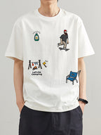 T-shirt Uomo Stile Vintage Americana con Stampa Grafica