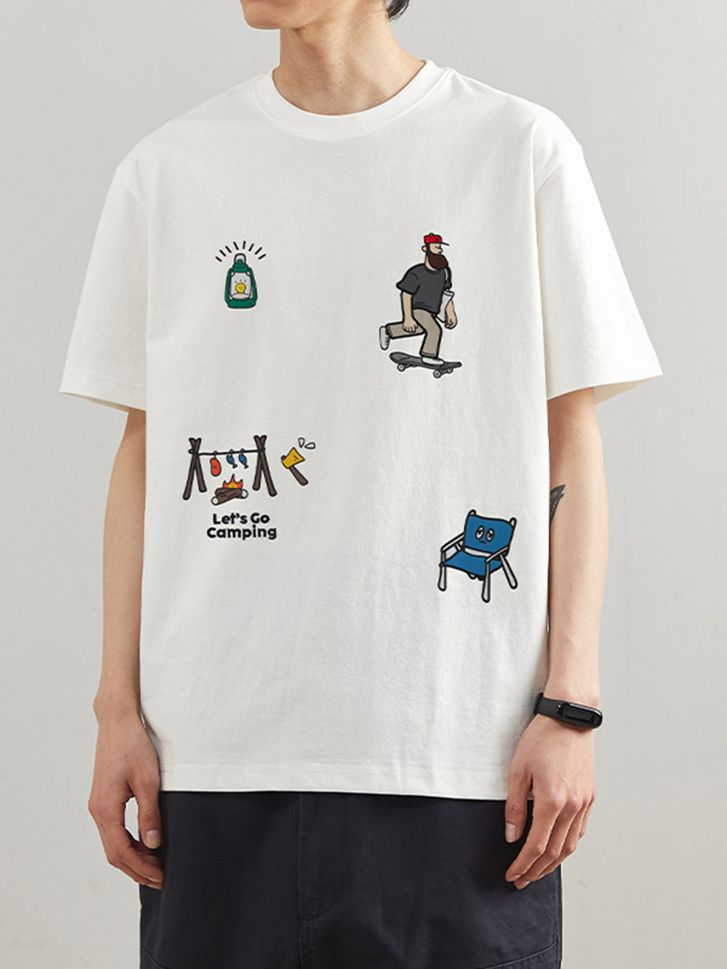 T-shirt Uomo Stile Vintage Americana con Stampa Grafica