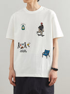 T-shirt Uomo Stile Vintage Americana con Stampa Grafica