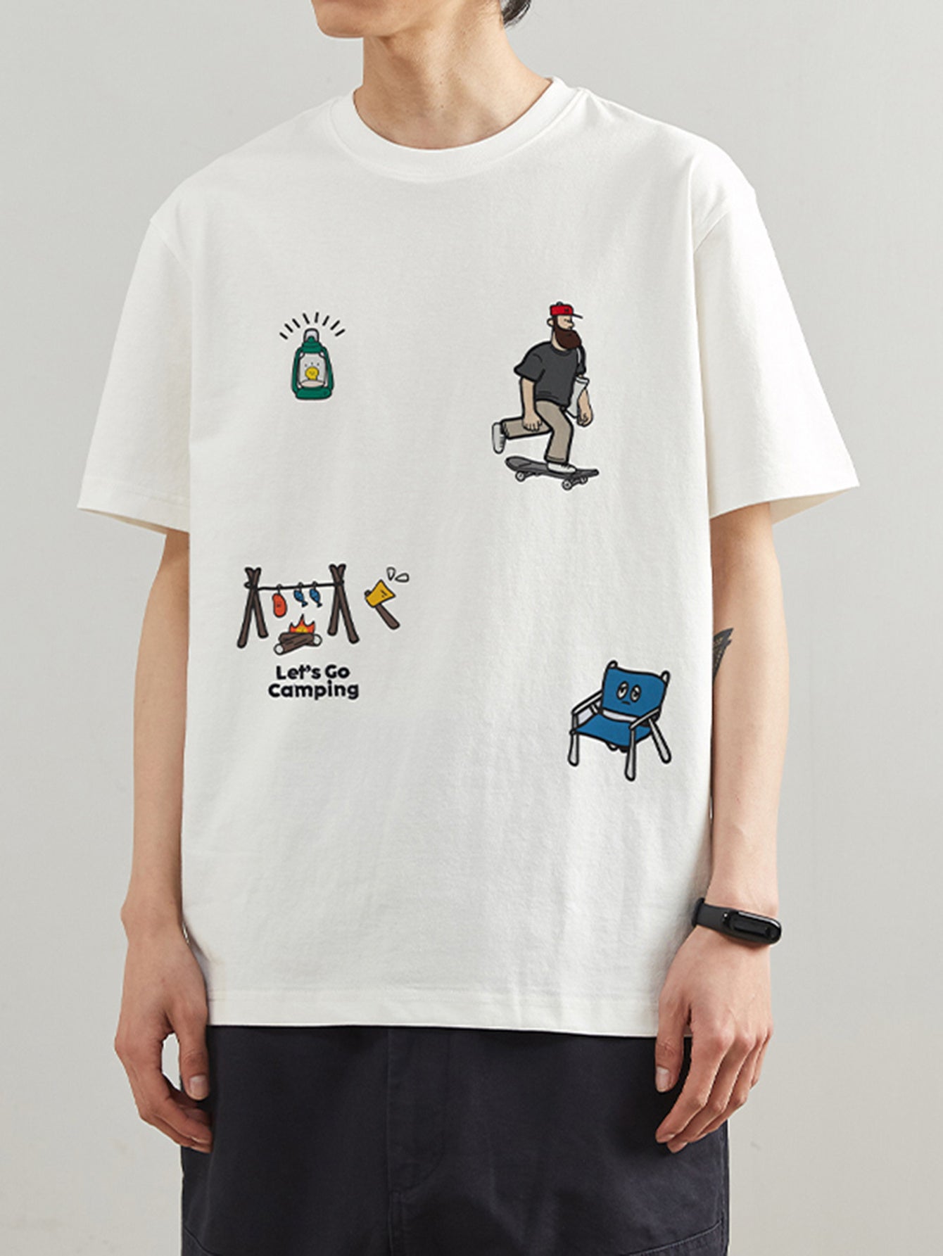 T-shirt Uomo Stile Vintage Americana con Stampa Grafica
