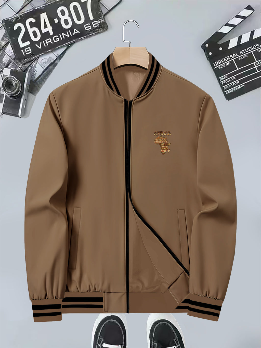 Giacca Uomo Slim Fit - Stampa Tribale Africana con Zip