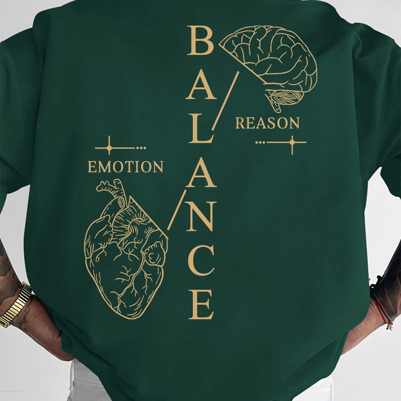 BALANCE Heart-Brain Themed Minimalist Style Men's T-Shirt