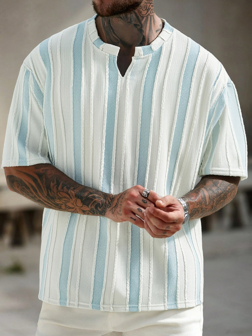 T-shirt a Righe Manica Corta