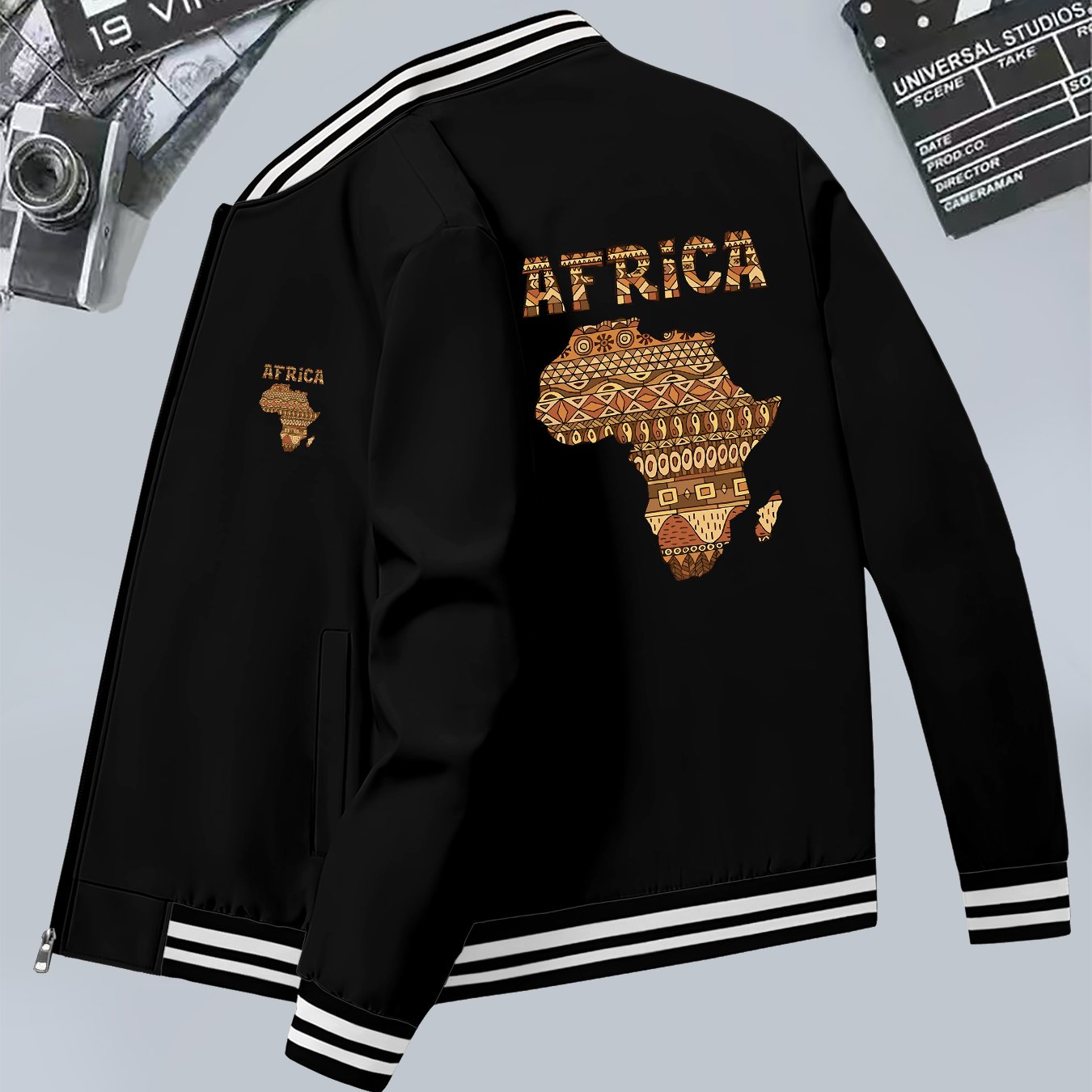 Giacca Uomo Slim Fit - Stampa Tribale Africana con Zip