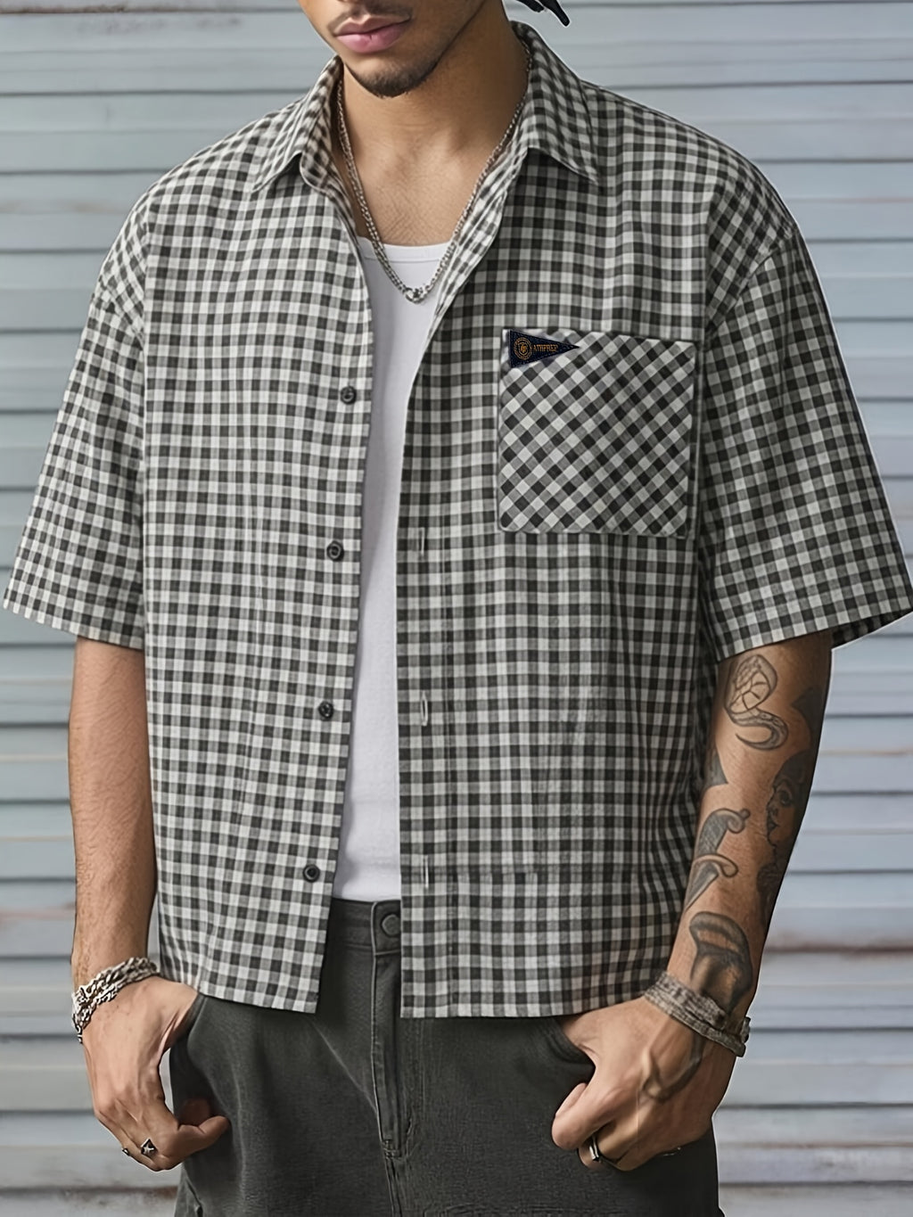 Camicia Uomo a Quadri Manica Corta - Stile Casual Versatile