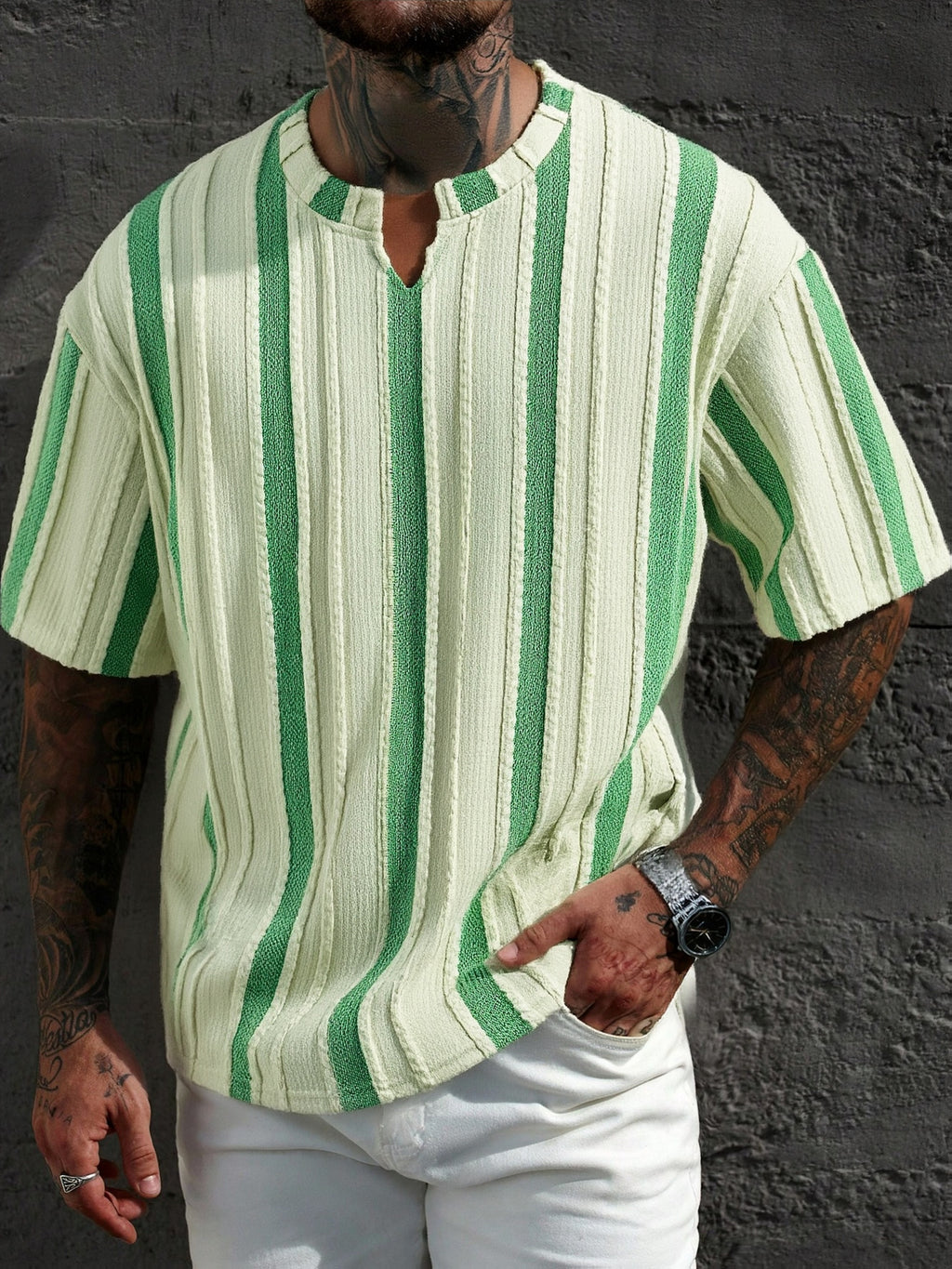 T-shirt a Righe Manica Corta