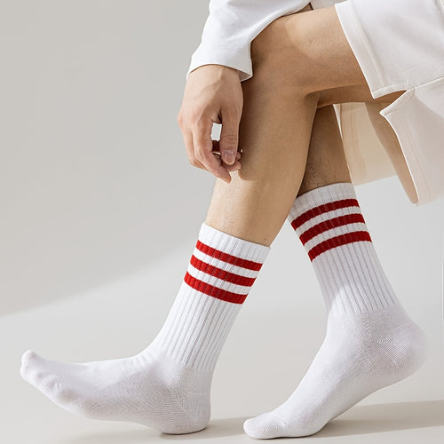 4 Pairs of Socks Unisex White Red Orange Green Fluorescent Green Black Blue
