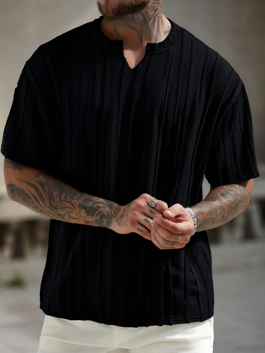 T-shirt a Righe Manica Corta