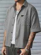 Camicia Uomo a Quadri Manica Corta - Stile Casual Versatile