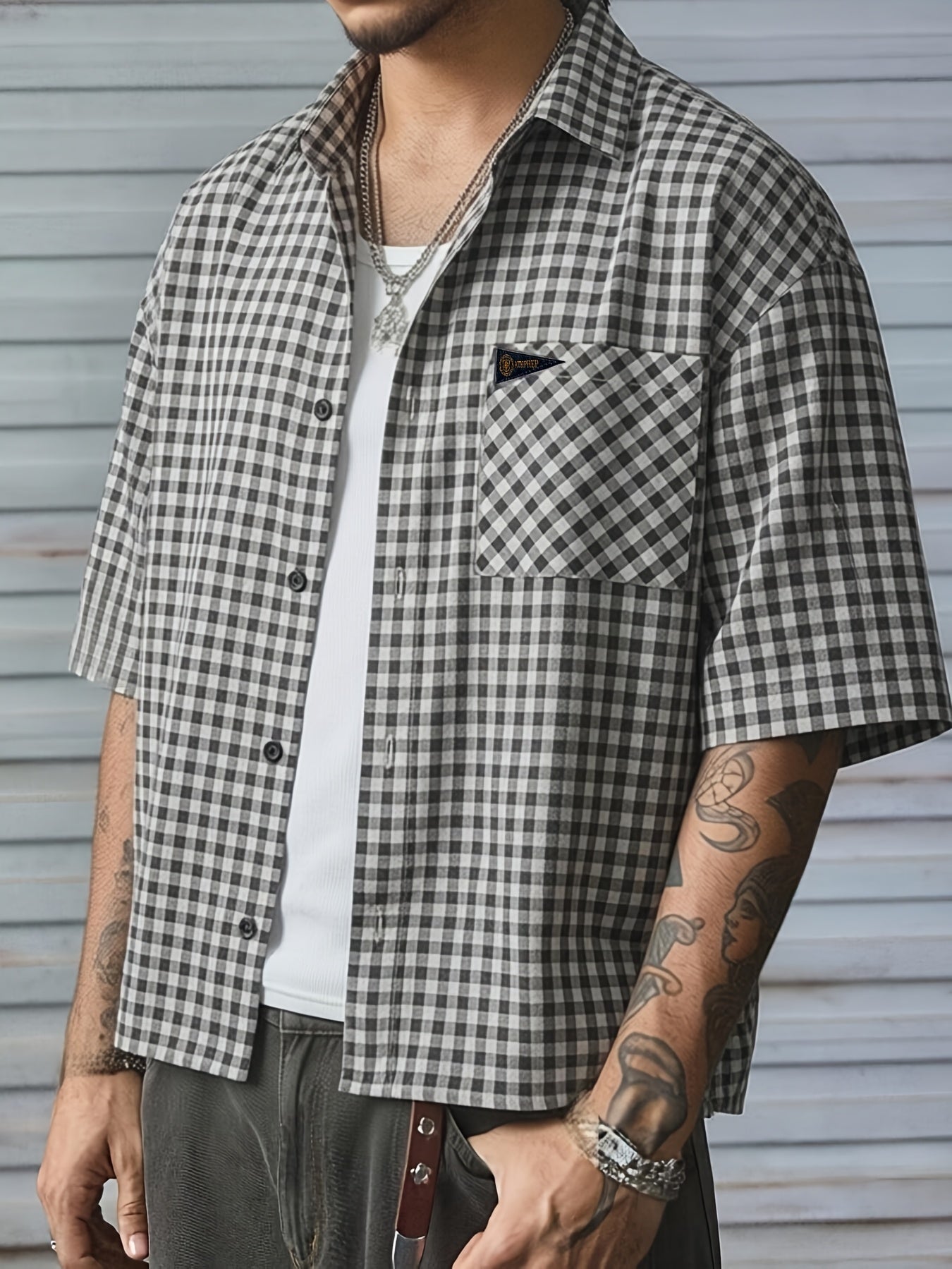 Camicia Uomo a Quadri Manica Corta - Stile Casual Versatile