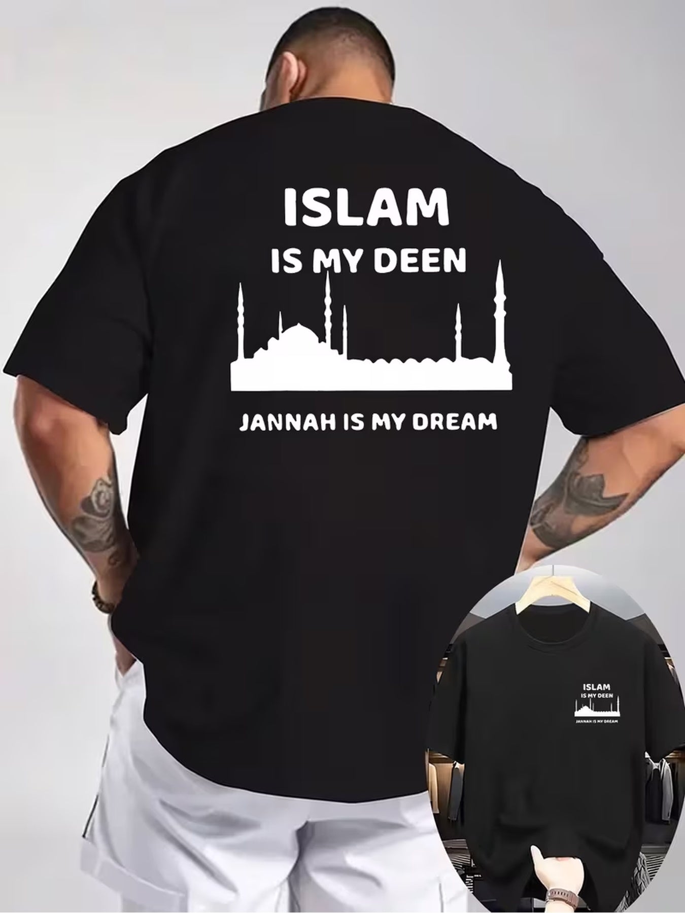 T-Shirt con scritta "ISLAM IS MY DEEN, JANNAH IS MY DREAM"