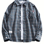 Camicia Uomo a Quadri Manica Lunga con Bottoni - Stile Casual