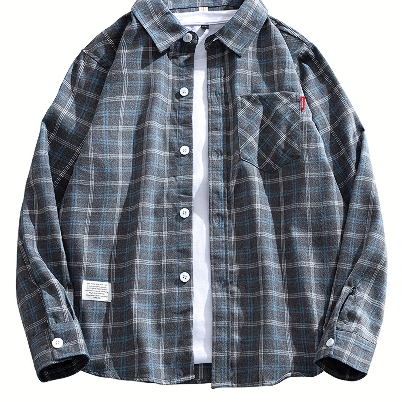 Camicia Uomo a Quadri Manica Lunga con Bottoni - Stile Casual