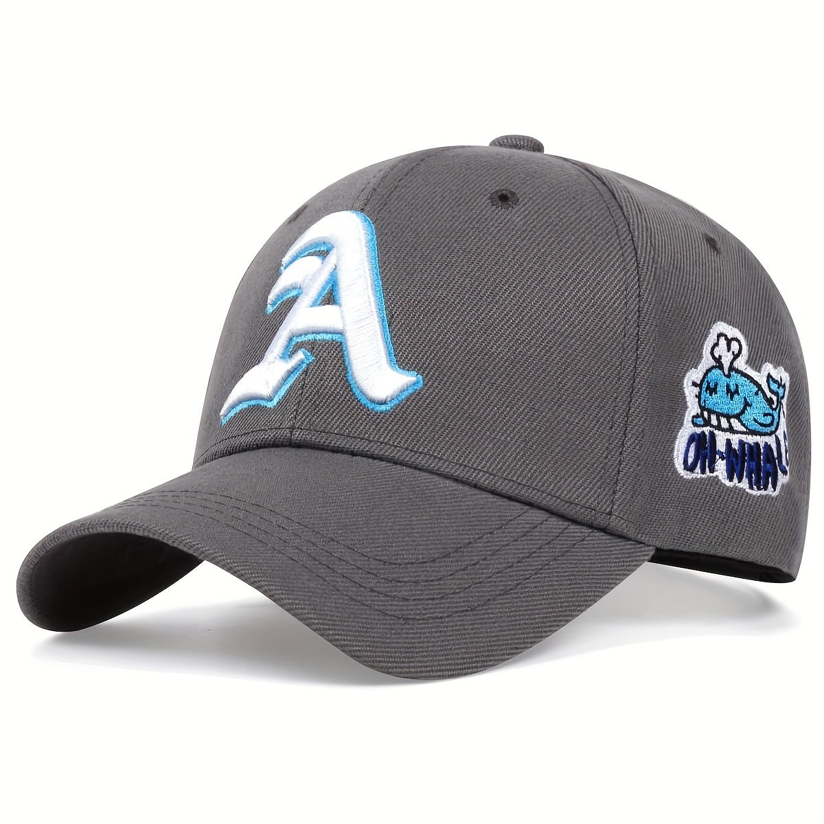 A-Letter Side Dolphin Baseball Cap, Adjustable and Sun-Protective