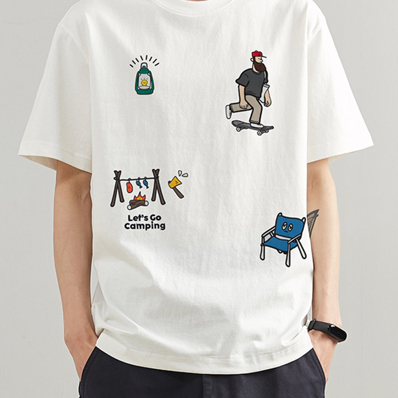 T-shirt Uomo Stile Vintage Americana con Stampa Grafica