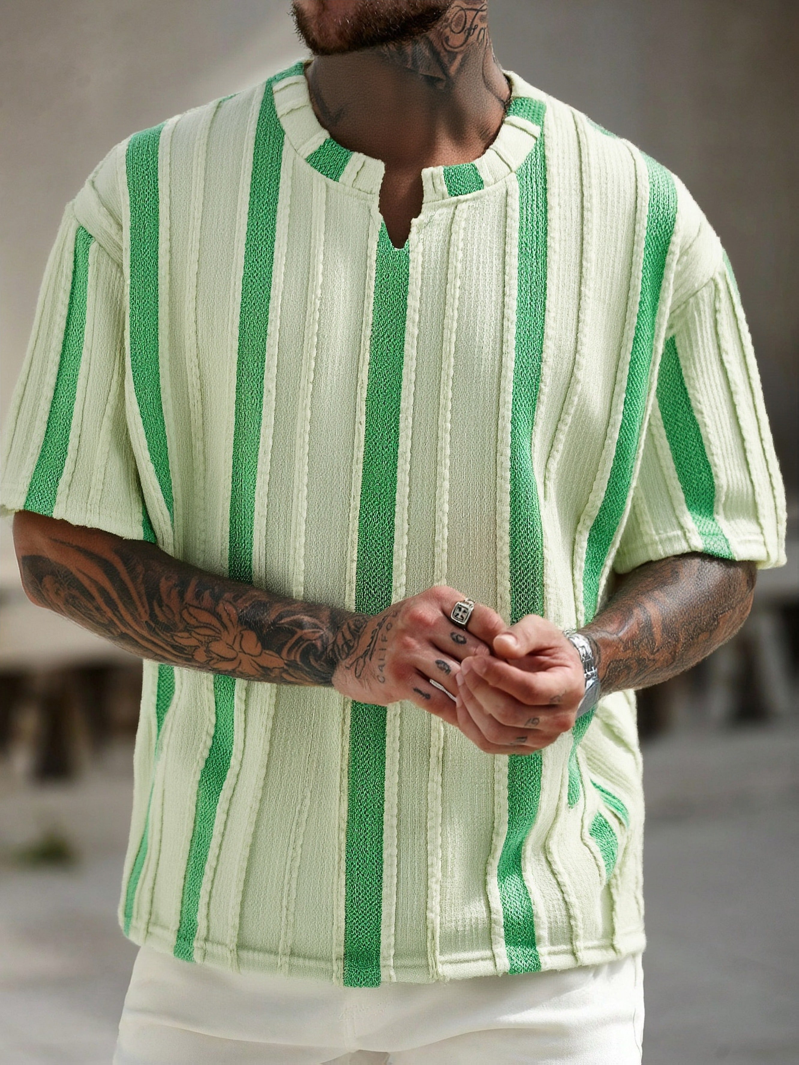 T-shirt a Righe Manica Corta