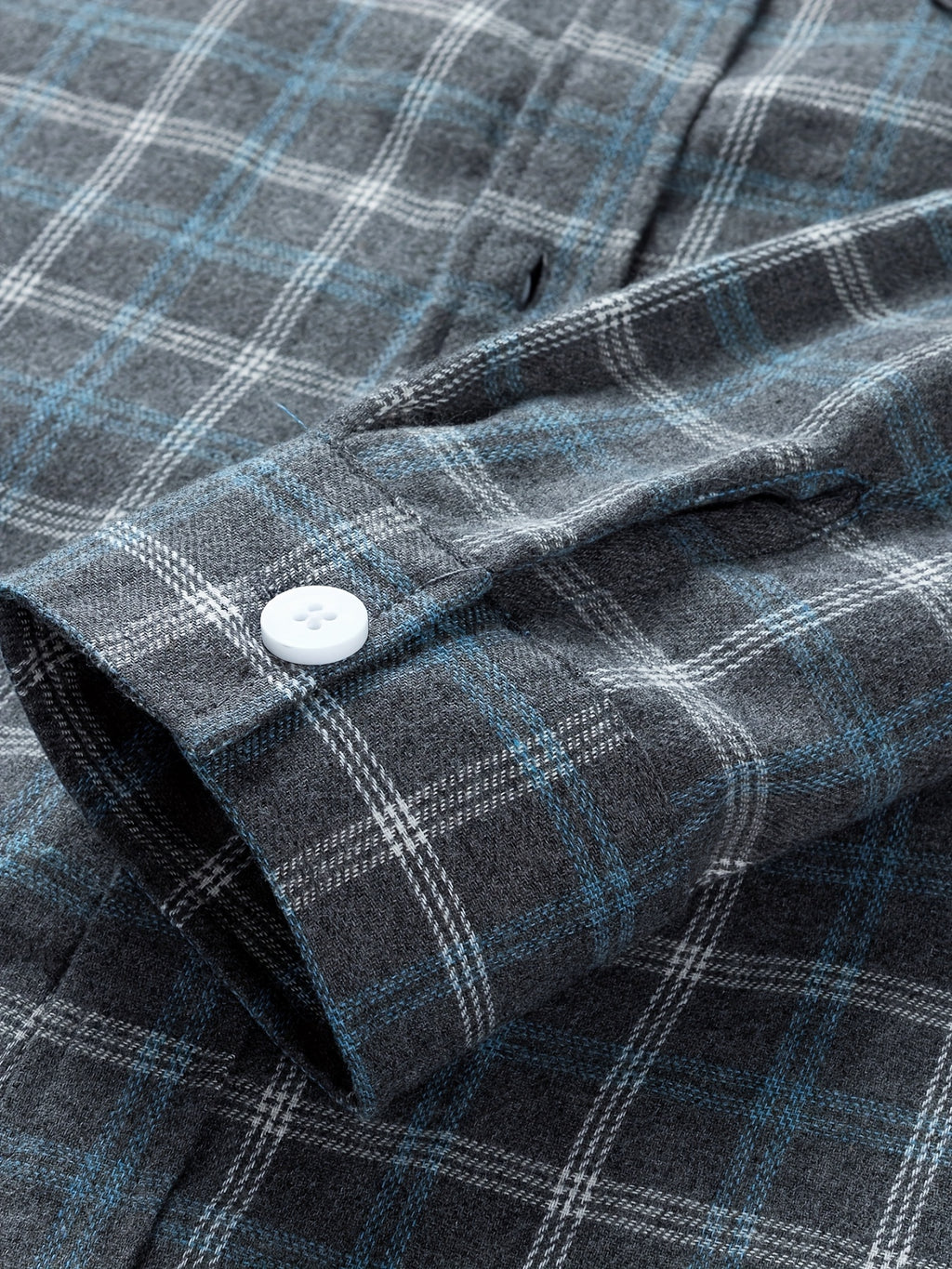 Camicia Uomo a Quadri Manica Lunga con Bottoni - Stile Casual