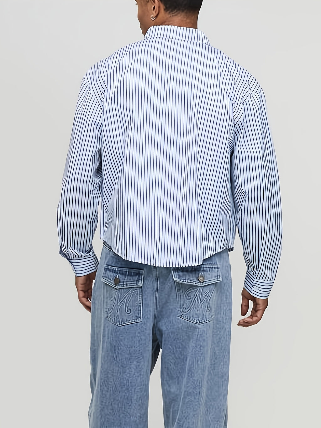 Camicia Uomo a Righe Azzurra - Super Loose Street Style