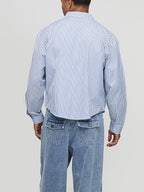 Camicia Uomo a Righe Azzurra - Super Loose Street Style