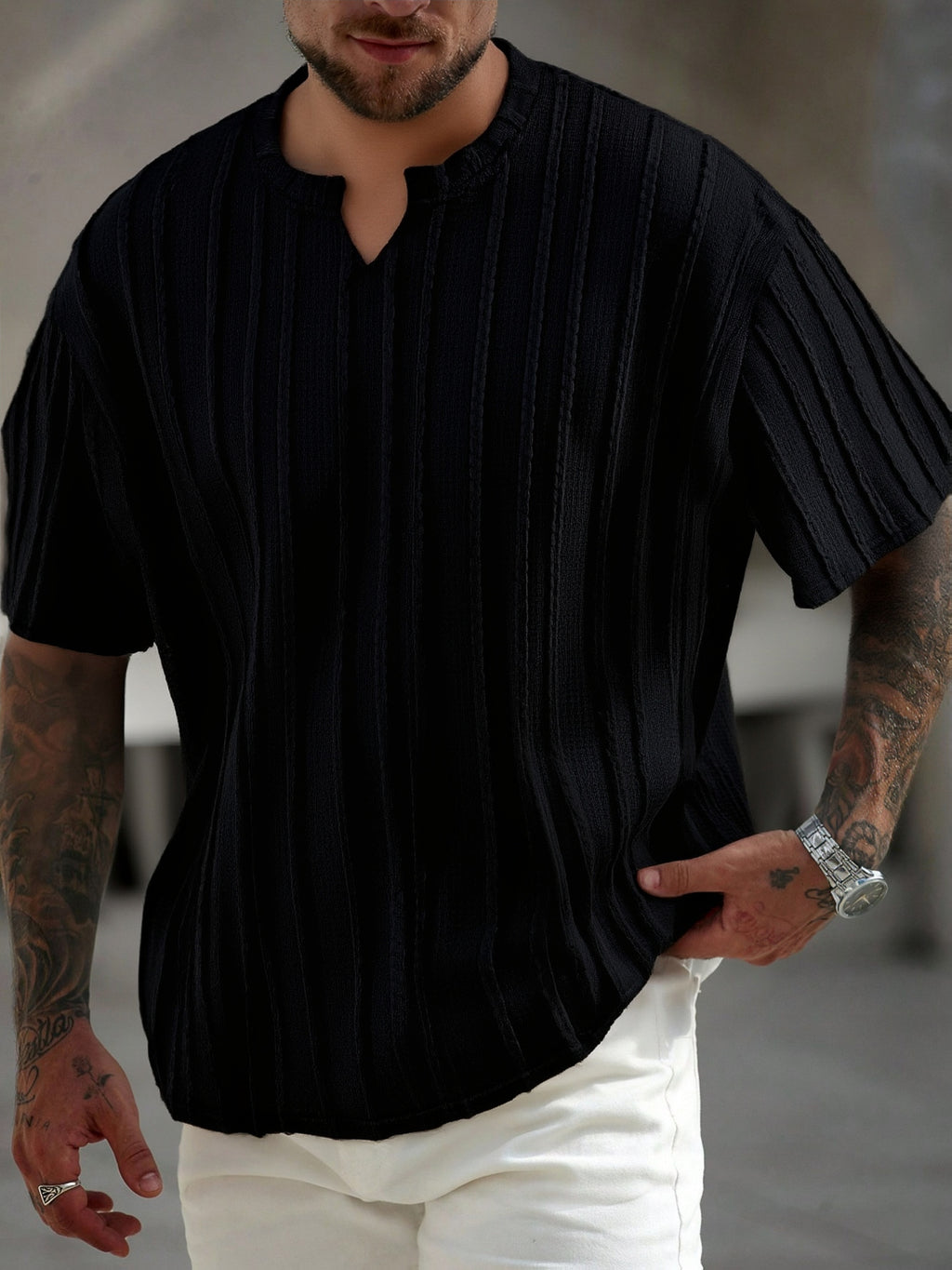 T-shirt a Righe Manica Corta