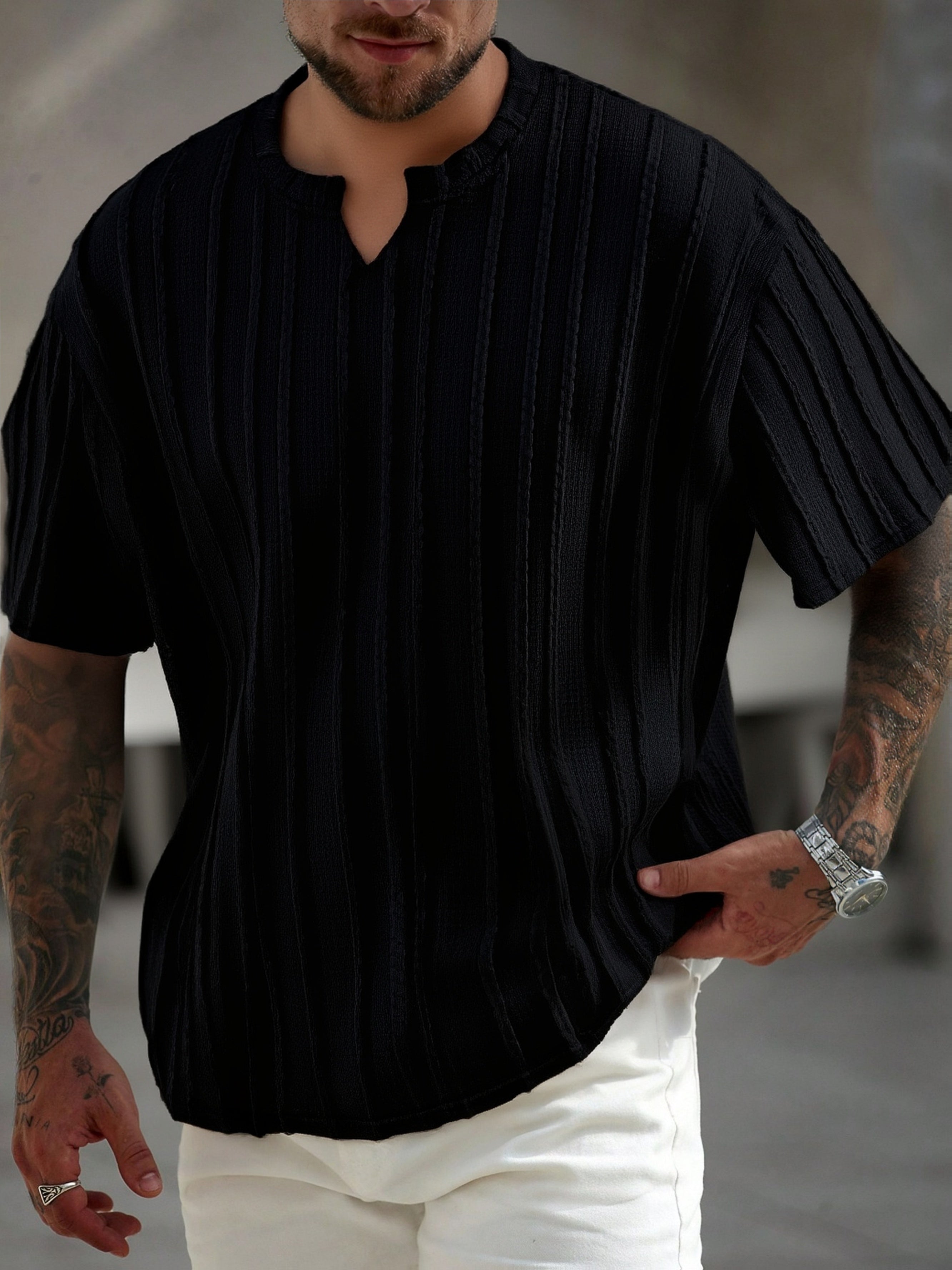 T-shirt a Righe Manica Corta
