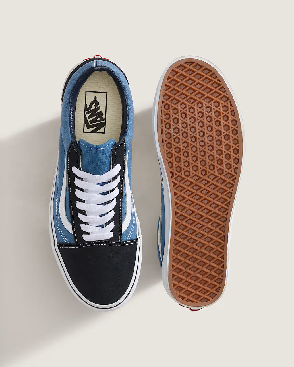 Scarpa VANS OLD SKOOL blu navy in pelle scamosciata e canvas con suola waffle in gomma vulcanizzata