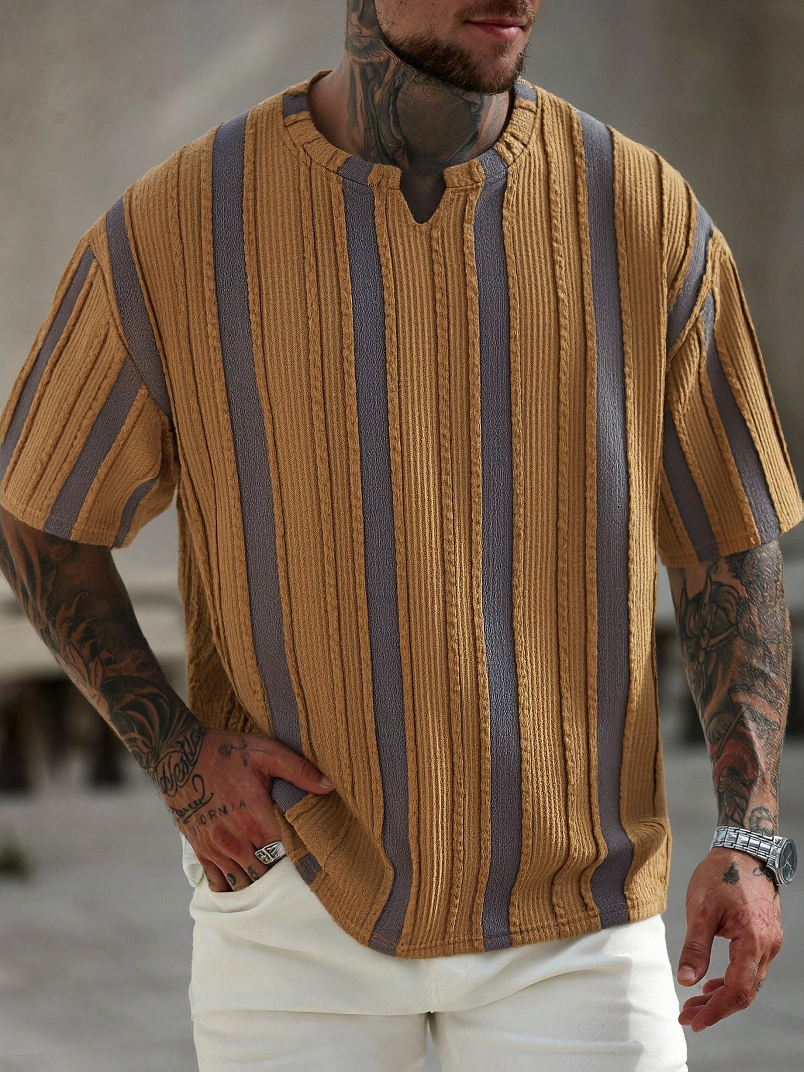 T-shirt a Righe Manica Corta
