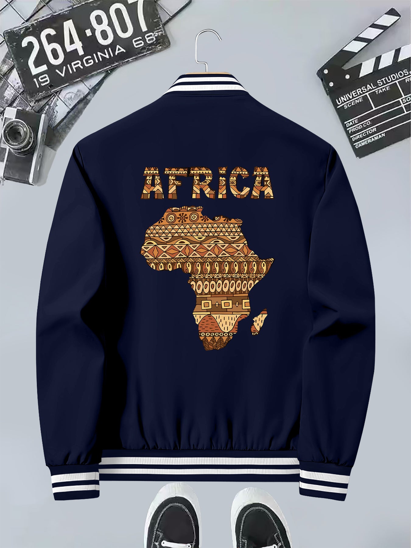 Giacca Uomo Slim Fit - Stampa Tribale Africana con Zip