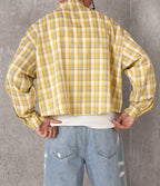 Camicia a Quadri Gialla Manica Lunga - Stile Streetwear Super Loose