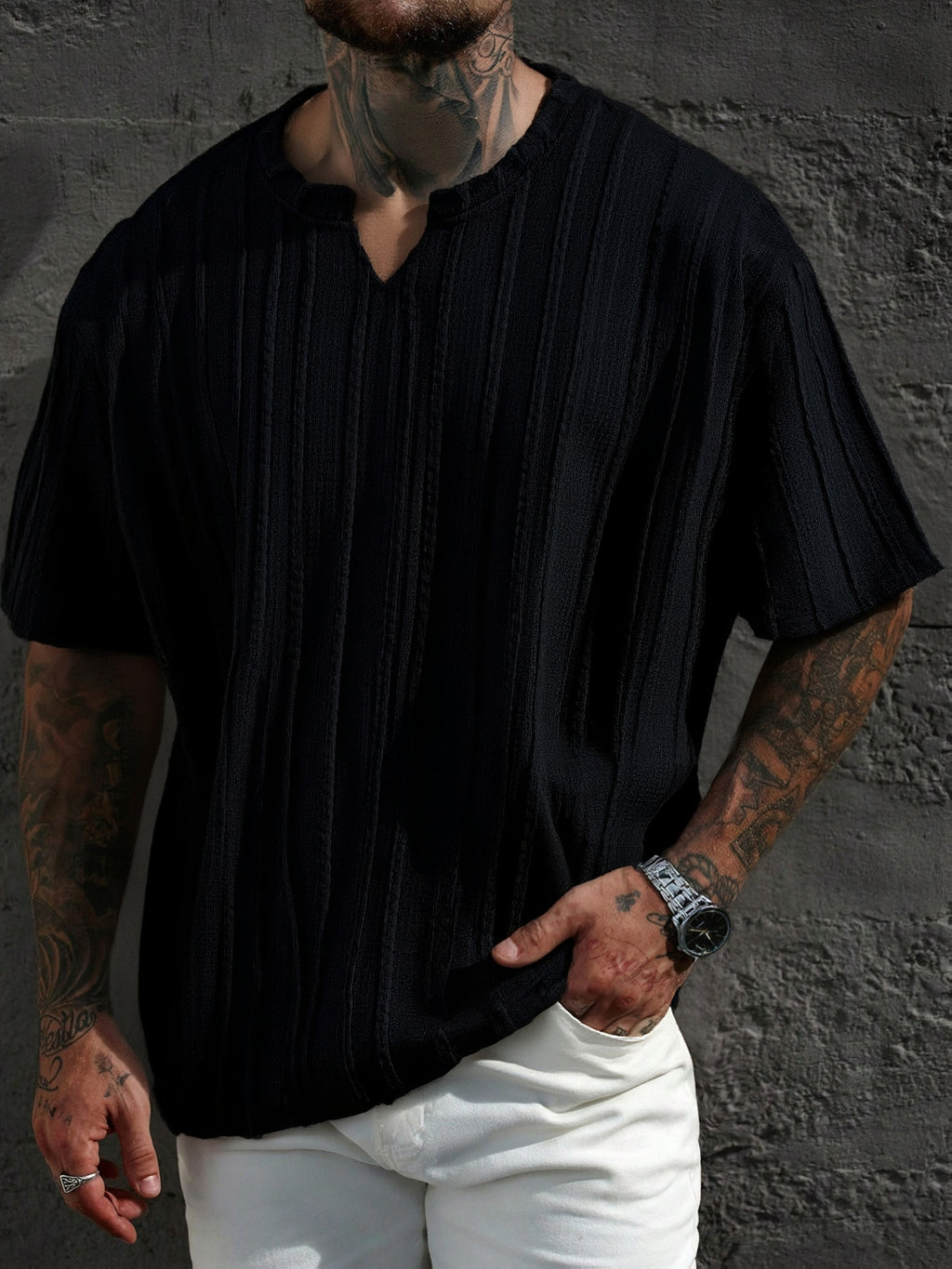T-shirt a Righe Manica Corta