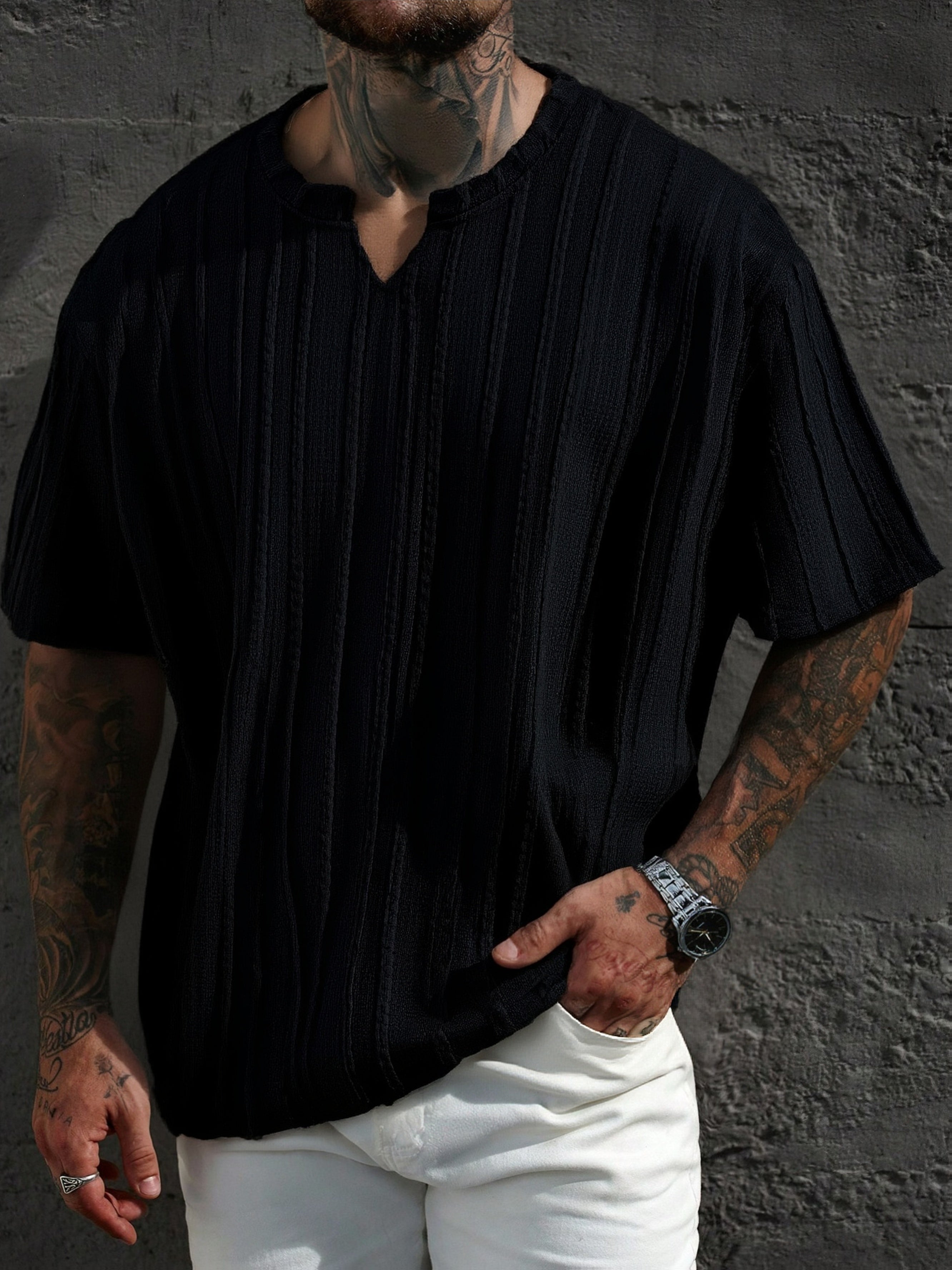 T-shirt a Righe Manica Corta