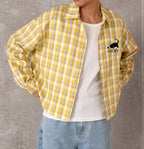 Camicia a Quadri Gialla Manica Lunga - Stile Streetwear Super Loose