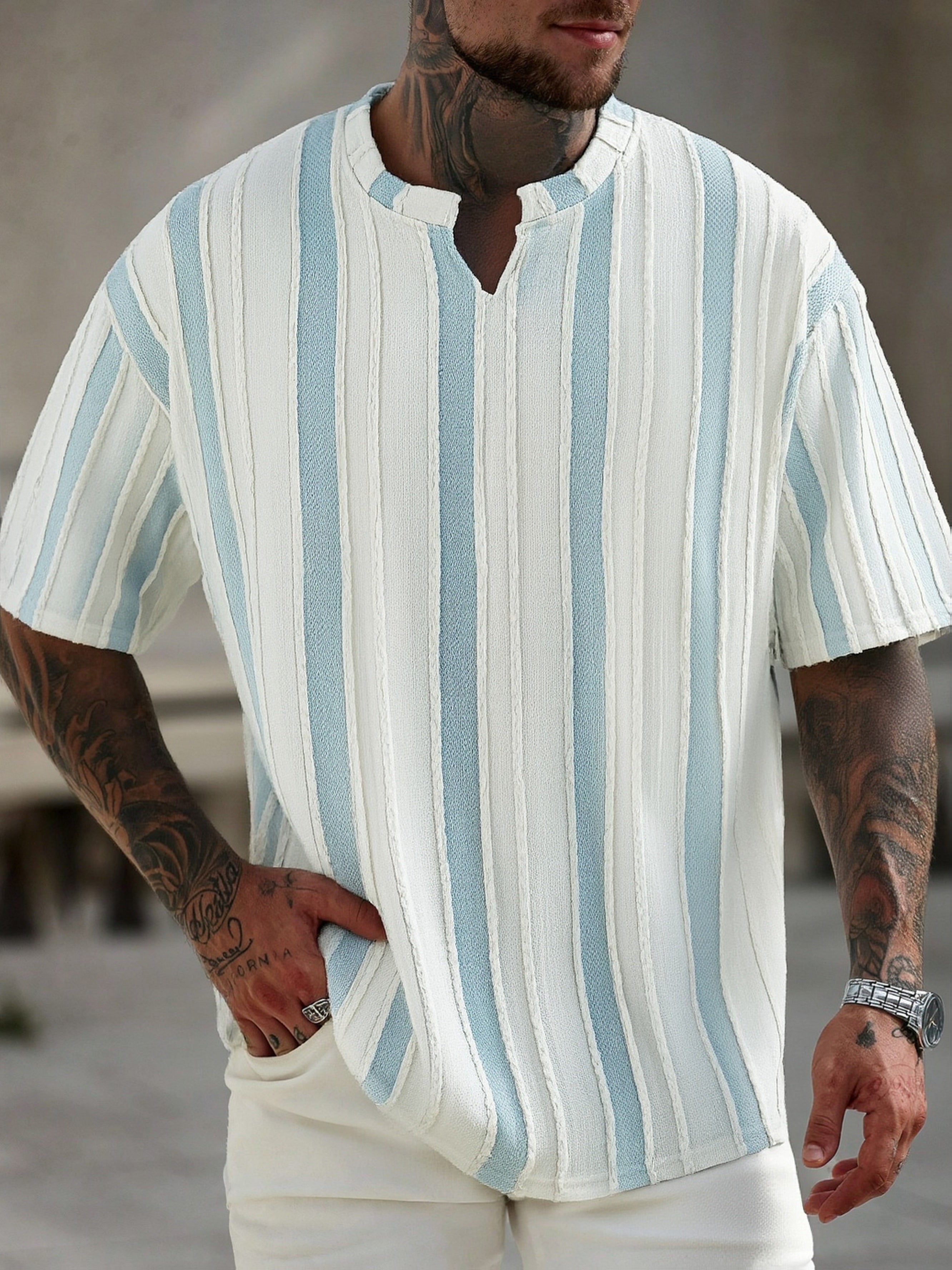 T-shirt a Righe Manica Corta