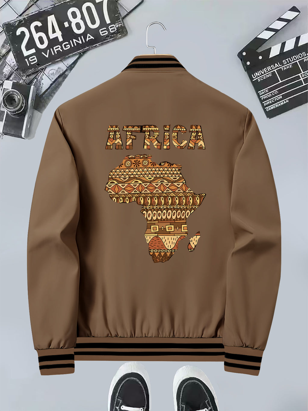 Giacca Uomo Slim Fit - Stampa Tribale Africana con Zip