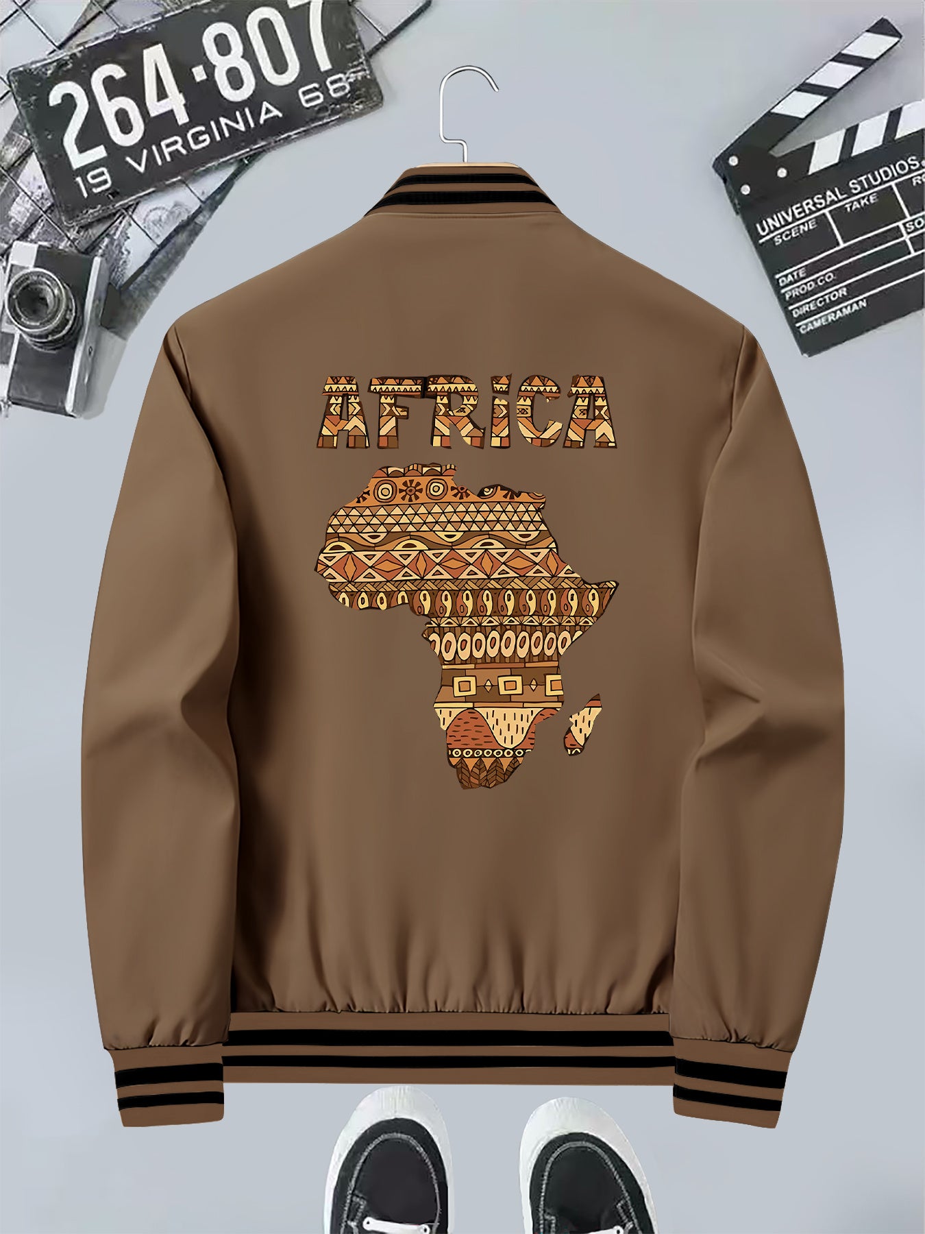 Giacca Uomo Slim Fit - Stampa Tribale Africana con Zip