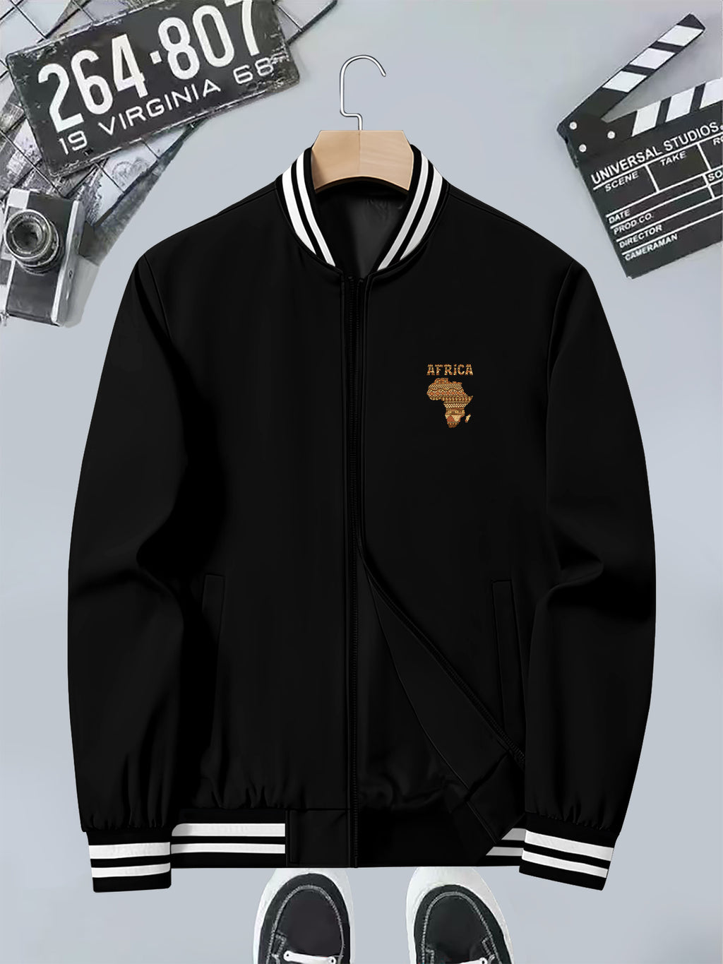 Giacca Uomo Slim Fit - Stampa Tribale Africana con Zip