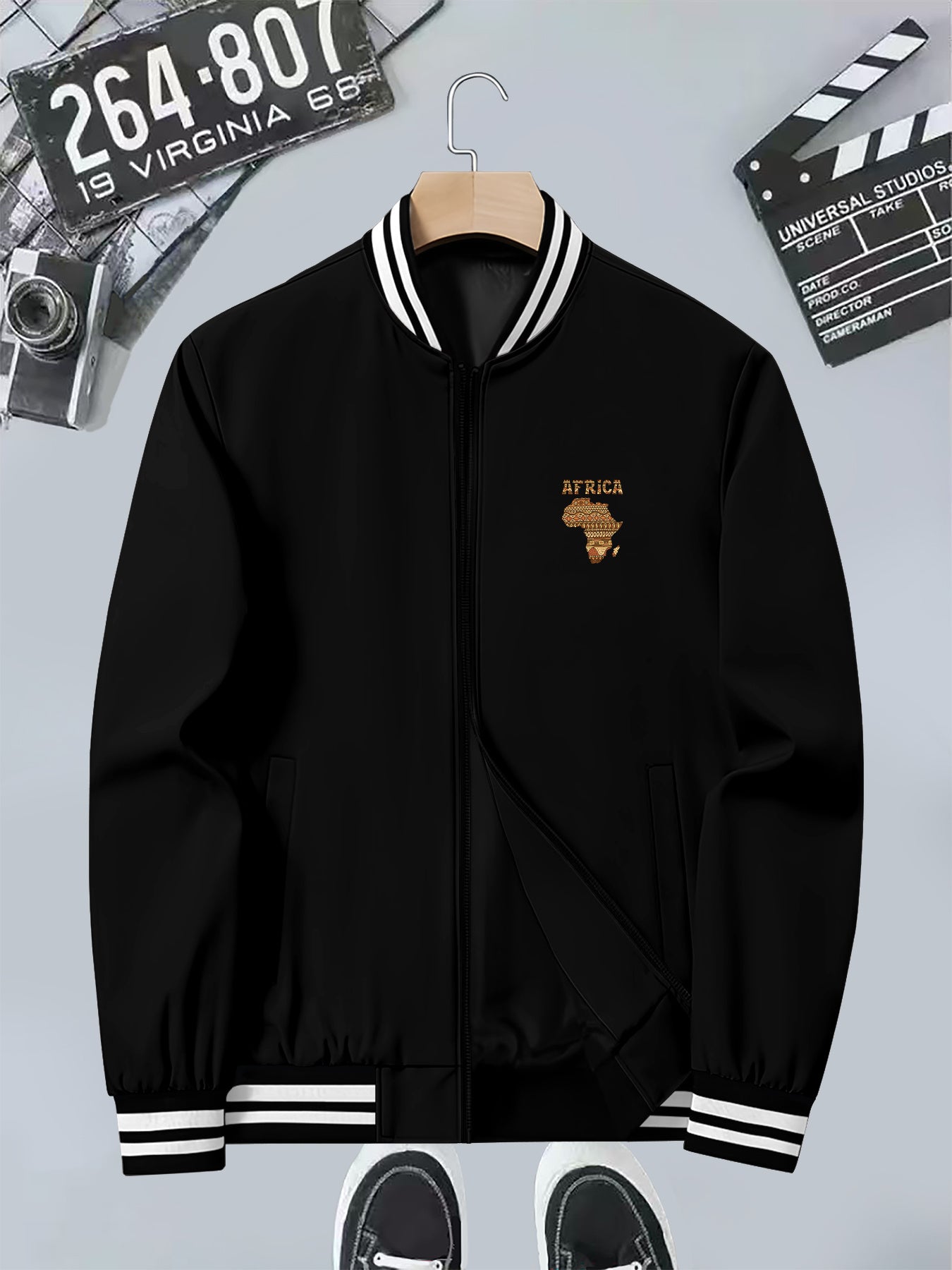Giacca Uomo Slim Fit - Stampa Tribale Africana con Zip