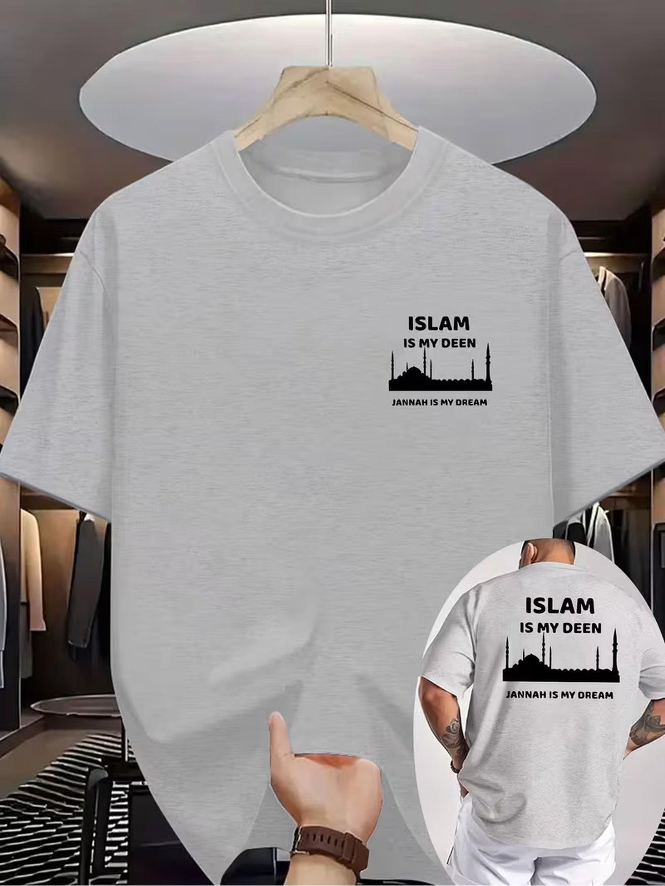 T-Shirt con scritta "ISLAM IS MY DEEN, JANNAH IS MY DREAM"