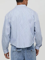 Camicia Uomo a Righe Azzurra - Super Loose Street Style