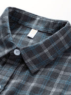 Camicia Uomo a Quadri Manica Lunga con Bottoni - Stile Casual