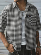 Camicia Uomo a Quadri Manica Corta - Stile Casual Versatile
