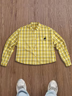Camicia a Quadri Gialla Manica Lunga - Stile Streetwear Super Loose
