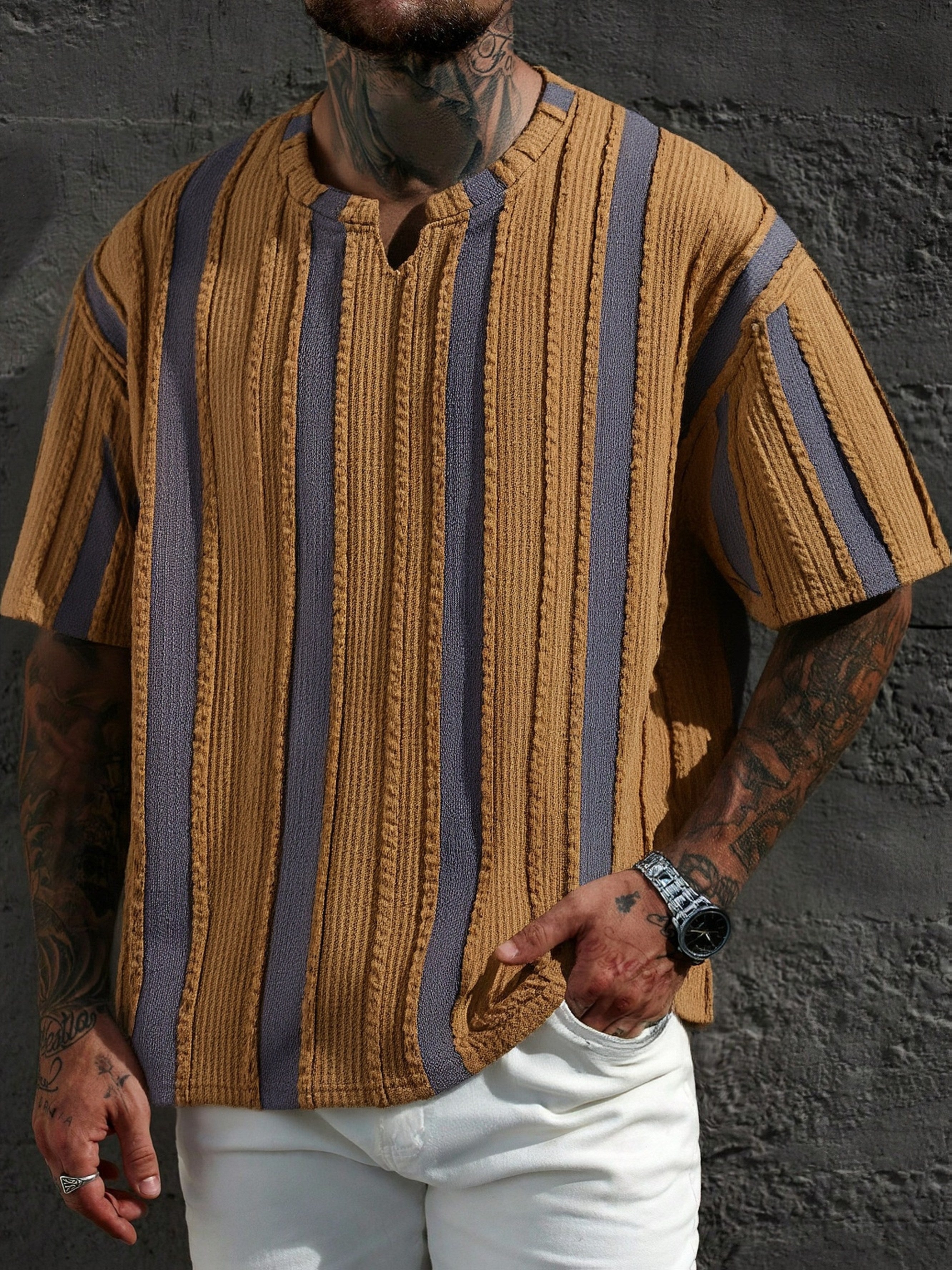 T-shirt a Righe Manica Corta
