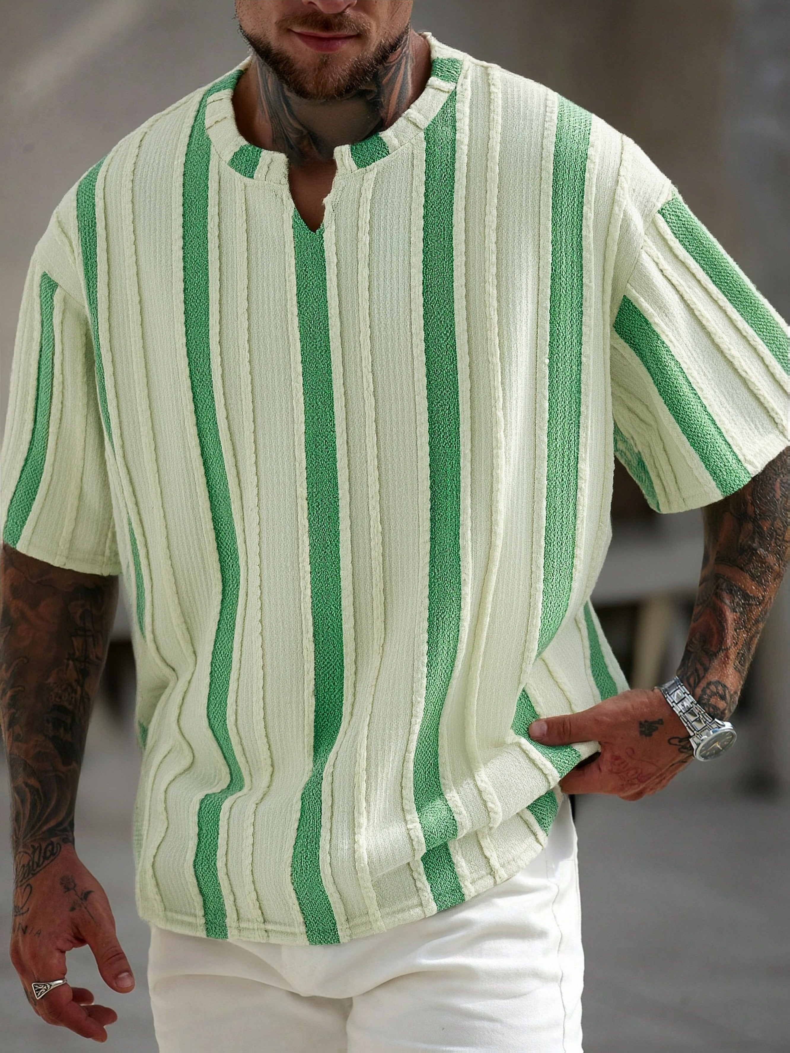 T-shirt a Righe Manica Corta