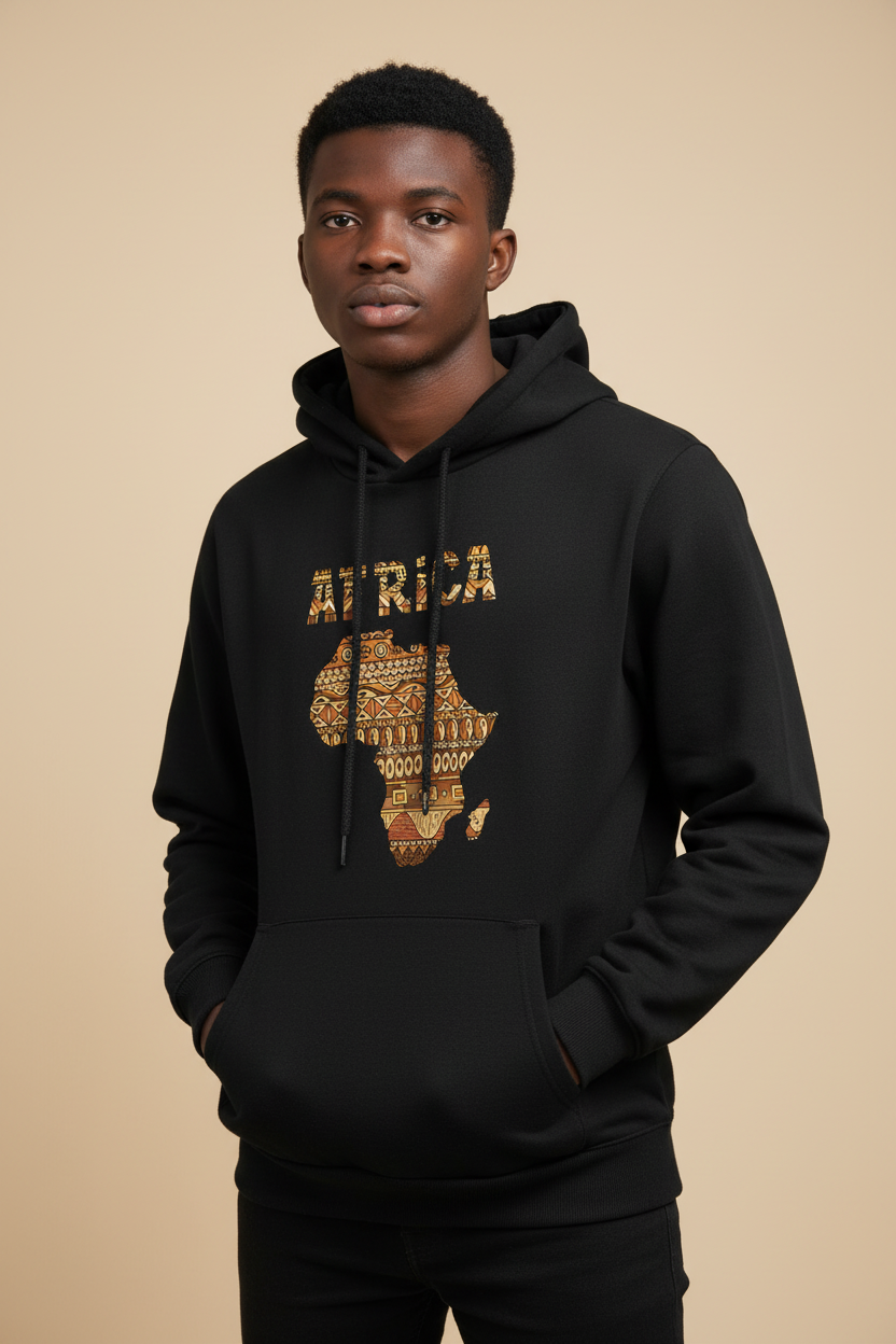 Hoodie Africa Nero - Modello africano