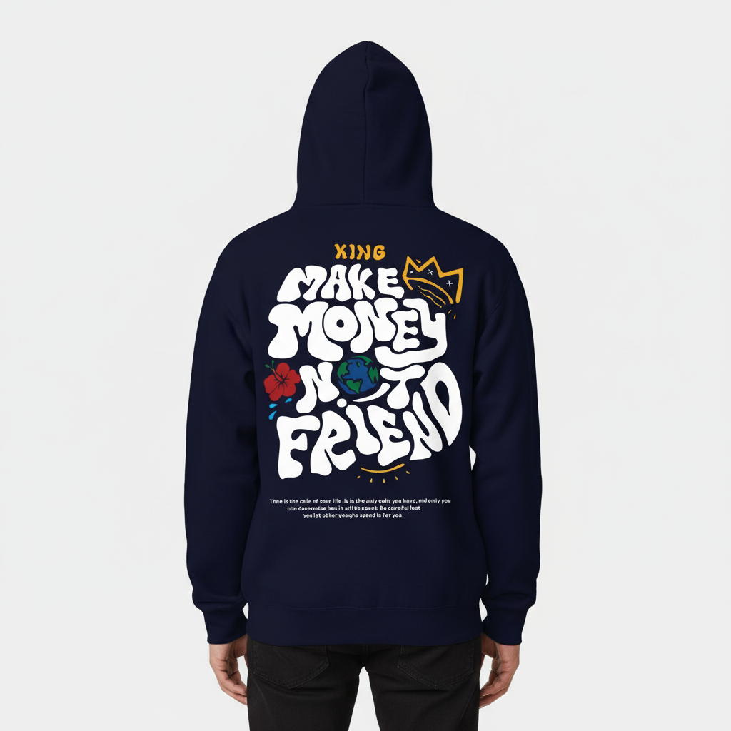 Hoodie blu navy con persona
